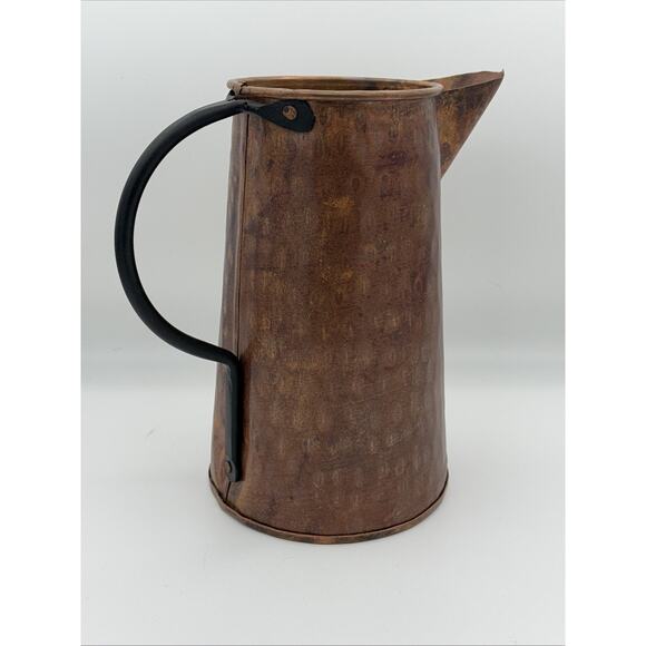 Vintage Copper Farmhouse Water Jug Pitcher With Wrought Iron Handle Turkey - Picture 4 of 10
